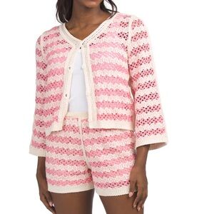SOLITAIRE 2-PIECE ZIG ZAG CARDIGAN SHORTS SET SIZE M MSRP $150.00 NWT